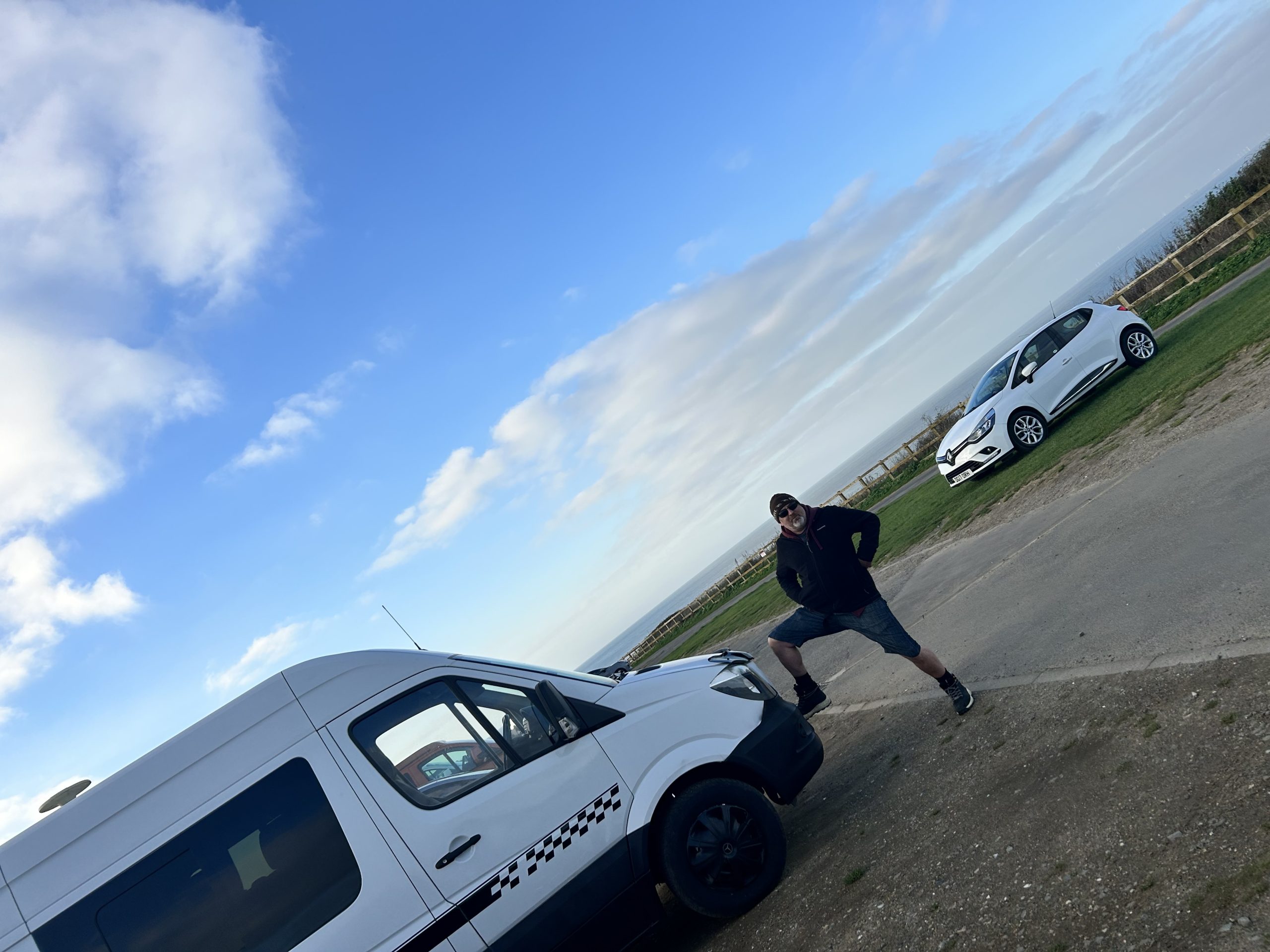 Dad with his sprinter campervan at Cromer